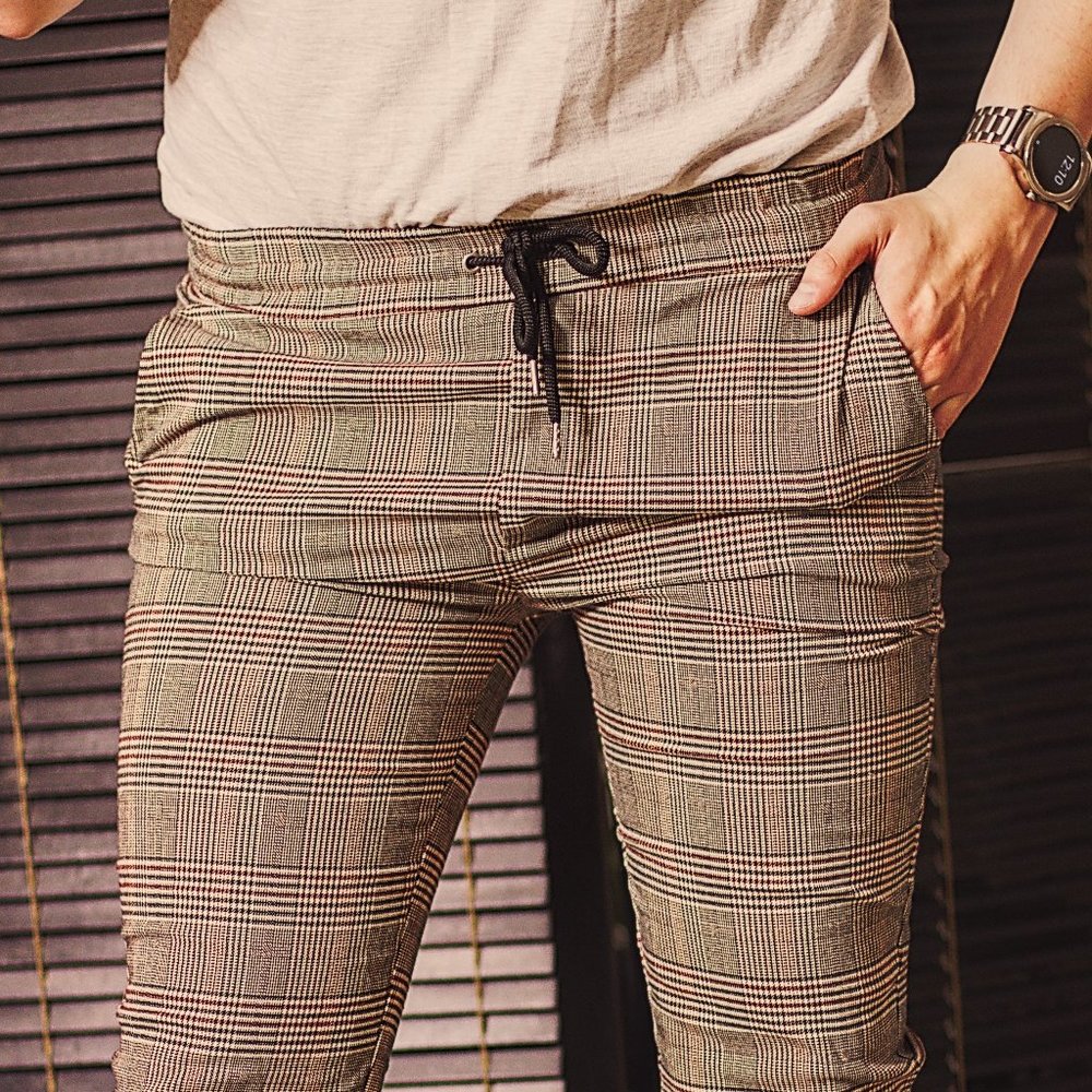 PLAID LOW RISE LOUNGE PANTS / JOGGERS